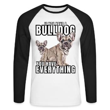 SI VOUS AVEZ UN BOULEDOGUE - bouledogue français - T-shirt baseball manches longues Homme - blanc/noir - Devant - Nik (191cm)