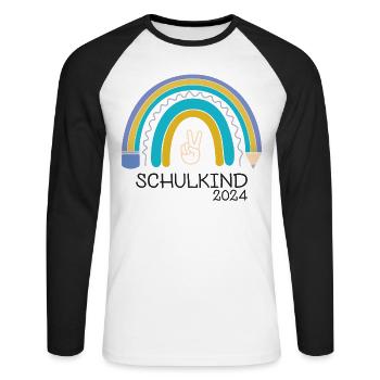 Rentrée scolaire 2024 - T-shirt baseball manches longues Homme - blanc/noir - Devant - Nik (191cm)