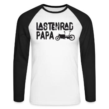 Lastenrad Papa Retro Fahhrad Cargobike - Unisex Baseballshirt langarm - Weiß/Schwarz - Vorne - Nik (191cm)