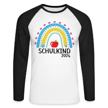 Rentrée scolaire Premier jour d’école Écolier 2024 - T-shirt baseball manches longues Homme - blanc/noir - Devant - Nik (191cm)