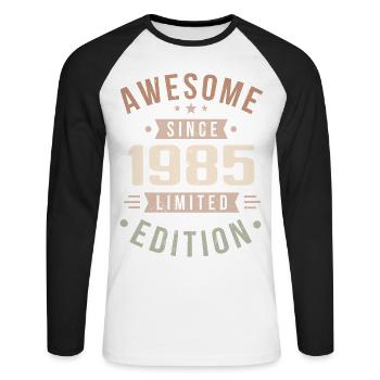 Original 1985 Vintage Vintage anniversaire 1985 - T-shirt baseball manches longues Homme - blanc/noir - Devant - Nik (191cm)