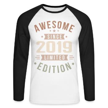 Original 2019 Jahrgang Vintage Geburtstag 2019 - Unisex Baseballshirt langarm - Weiß/Schwarz - Vorne - Nik (191cm)
