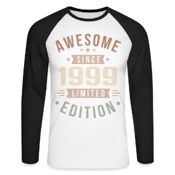 Original 1999 Vintage Vintage Anniversaire 1999 - T-shirt baseball manches longues Homme - blanc/noir - Devant - Nik (191cm)