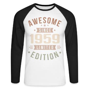 Original 1959 Vintage Vintage anniversaire 1959 - T-shirt baseball manches longues Homme - blanc/noir - Devant - Nik (191cm)