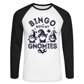 Bingo avec mes gnomies Bingo amusant - T-shirt baseball manches longues Homme - blanc/noir - Devant - Nik (191cm)