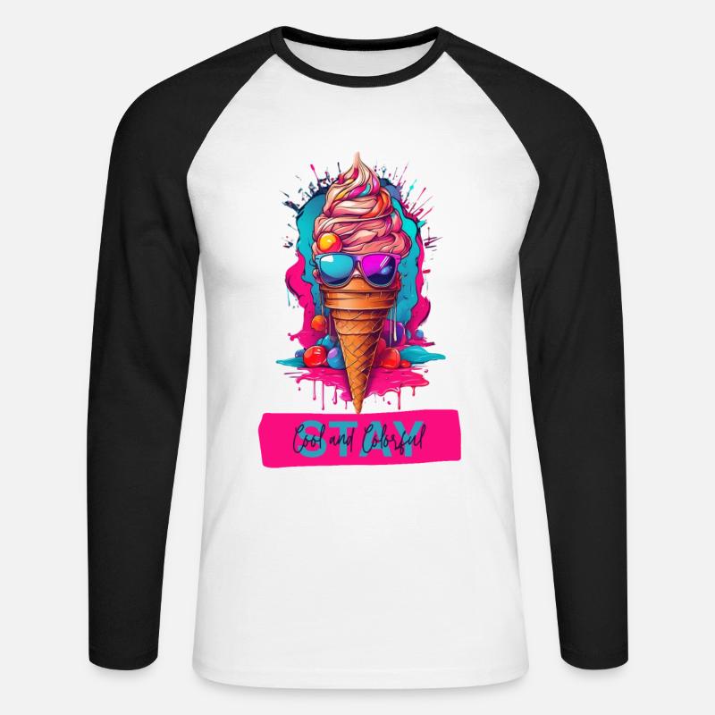 Radiant Delight - Helles Eis - Unisex Baseballshirt langarm - Weiß/Schwarz