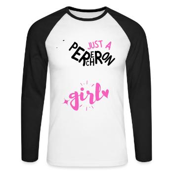 Juste une fille percheron | Race de cheval Femmes Fille - T-shirt baseball manches longues Homme - blanc/noir - Devant - Nik (191cm)