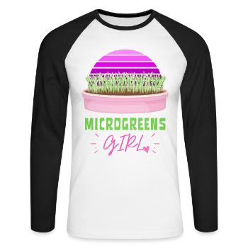 FILLE MICROGREENS | Germes de jardinage urbain - T-shirt baseball manches longues Homme - blanc/noir - Devant - Nik (191cm)
