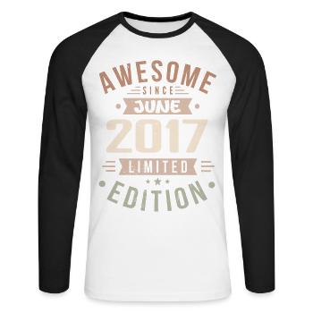 June 2017 Birthday June 2017 Gift June 2017 - Unisex Long Sleeve Baseball T-Shirt - white/black - Front - Nik (191cm)