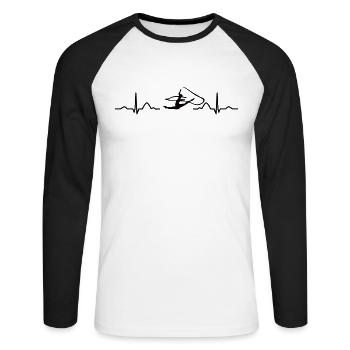 Gymnaste avec bande de gymnastique rythmique - T-shirt baseball manches longues Homme - blanc/noir - Devant - Nik (191cm)