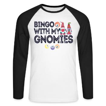 Bingo avec mes gnomies Bingo amusant - T-shirt baseball manches longues Homme - blanc/noir - Devant - Nik (191cm)