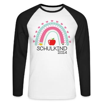 Rentrée scolaire Premier jour d’école Écolier 2024 - T-shirt baseball manches longues Homme - blanc/noir - Devant - Nik (191cm)
