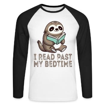 Je lis après le coucher lire paresseux - T-shirt baseball manches longues Homme - blanc/noir - Devant - Nik (191cm)