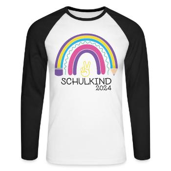 Rentrée scolaire Premier jour d’école enfant 2024 - T-shirt baseball manches longues Homme - blanc/noir - Devant - Nik (191cm)