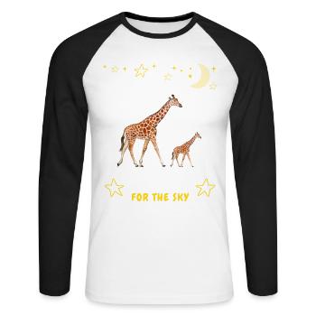 Reach For the Sky - Giraffes Family - Unisex Long Sleeve Baseball T-Shirt - white/black - Front - Nik (191cm)