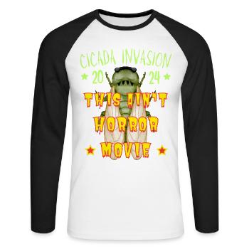 CIGALE INVASION 2024 CE N'EST PAS UN FILM D'HORREUR - T-shirt baseball manches longues Homme - blanc/noir - Devant - Nik (191cm)