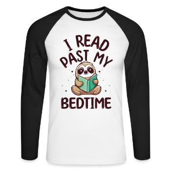 Je lis après le coucher lire paresseux - T-shirt baseball manches longues Homme - blanc/noir - Devant - Nik (191cm)