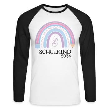 Rentrée scolaire Premier jour d’école enfant 2024 - T-shirt baseball manches longues Homme - blanc/noir - Devant - Nik (191cm)