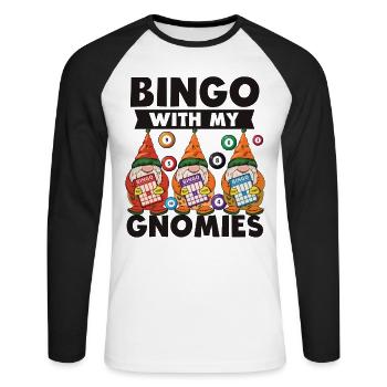 Bingo avec mes gnomies Bingo amusant - T-shirt baseball manches longues Homme - blanc/noir - Devant - Nik (191cm)