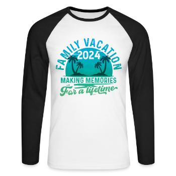 Vacances d’été en famille Créez des souvenirs - T-shirt baseball manches longues Homme - blanc/noir - Devant - Nik (191cm)