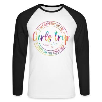 Que se passe-t-il lors du voyage entre filles - T-shirt baseball manches longues Homme - blanc/noir - Devant - Nik (191cm)