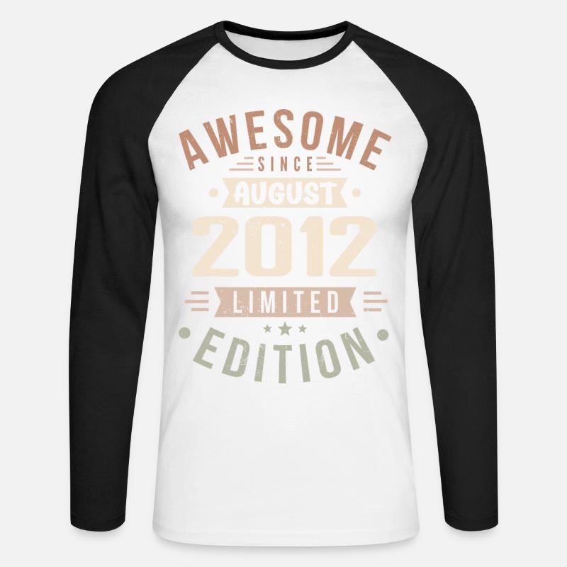 August 2012 Geburtstag im August 2012 Vintage 2012 - Unisex Baseballshirt langarm - Weiß/Schwarz