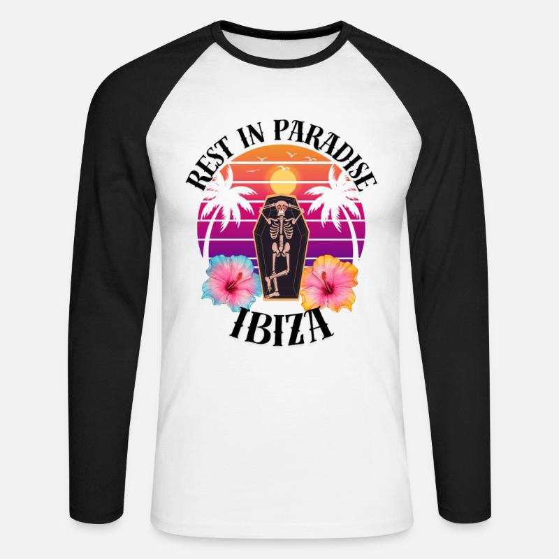 Ibiza RIP Sarkasmus - Unisex Baseballshirt langarm - Weiß/Schwarz