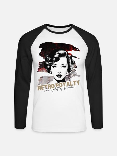 Retro Royalty - Unisex Long Sleeve Baseball T-Shirt - white/black