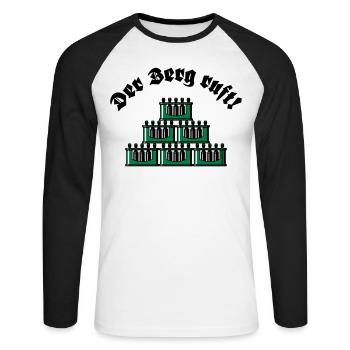Der Berg Ruft! (Bier / Bierkästen / Grün / Old) - Unisex Baseballshirt langarm - Weiß/Schwarz - Vorne - Nik (191cm)