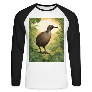 New Zealand Funny gift for New Zealanders - Unisex Long Sleeve Baseball T-Shirt - white/black - Front - Nik (191cm)