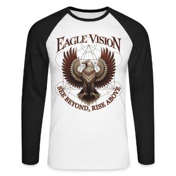 Vision de l’aigle | Le cube de Métatron et une conscience supérieure - T-shirt baseball manches longues Homme - blanc/noir - Devant - Nik (191cm)
