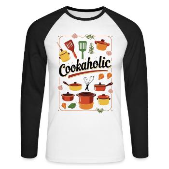 Cooking Eating Delicious Gift - Unisex Long Sleeve Baseball T-Shirt - white/black - Front - Nik (191cm)