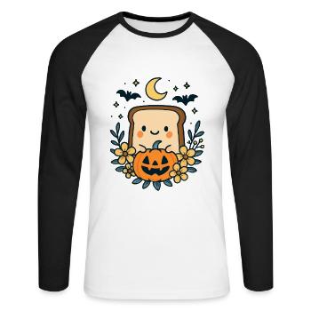 Halloween Toast Costume Gift - Unisex Long Sleeve Baseball T-Shirt - white/black - Front - Nik (191cm)