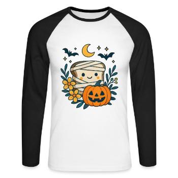 Halloween Toast Costume Gift - Unisex Long Sleeve Baseball T-Shirt - white/black - Front - Nik (191cm)