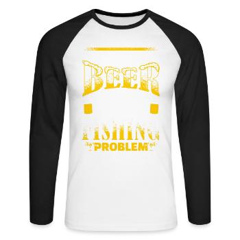 Beer Drinker - Fishing Problem - EN - Unisex Long Sleeve Baseball T-Shirt - white/black - Front - Nik (191cm)