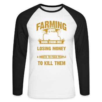 Farming - Farmer - Unisex Long Sleeve Baseball T-Shirt - white/black - Front - Nik (191cm)