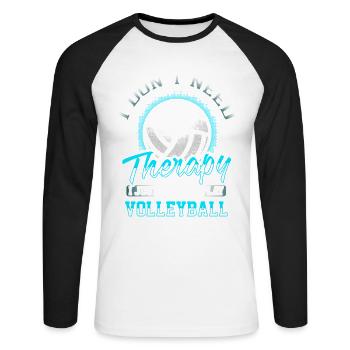 Volleyball - Therapy - Unisex Baseballshirt langarm - Weiß/Schwarz - Vorne - Nik (191cm)