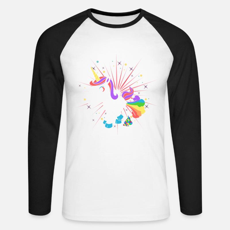 Pupsendes Einhorn - Unisex Baseballshirt langarm - Weiß/Schwarz