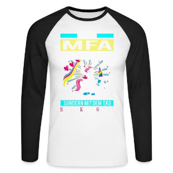 MFA Prinzessin - Einhorn Kardio Glitzer - Unisex Baseballshirt langarm - Weiß/Schwarz - Vorne - Nik (191cm)