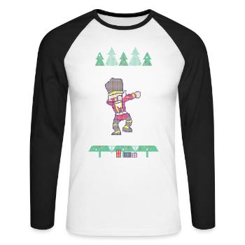 Dabbing Son of a Nutcracker Ugly Christmas Sweater - Unisex Baseballshirt langarm - Weiß/Schwarz - Vorne - Nik (191cm)