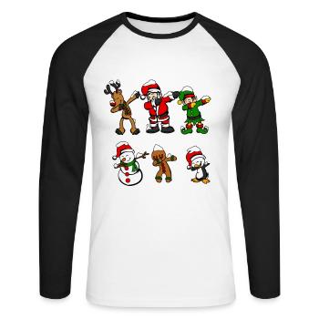 Dabbing Santa DAB reindeer Elf Christmas gift - Unisex Long Sleeve Baseball T-Shirt - white/black - Front - Nik (191cm)