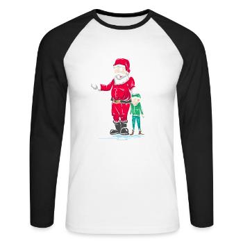 Santa I touch my Elf Christmas humor gift - Unisex Long Sleeve Baseball T-Shirt - white/black - Front - Nik (191cm)
