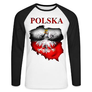 Polska - T-shirt baseball manches longues Homme - blanc/noir - Devant - Nik (191cm)