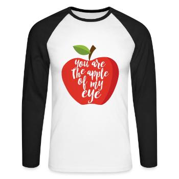 Liebe Apfel Obst AugeSpruch Sprüche Geschenk Idee - Unisex Baseballshirt langarm - Weiß/Schwarz - Vorne - Nik (191cm)
