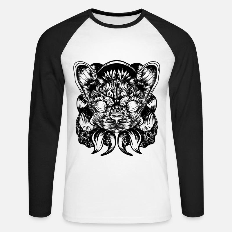 Katze oder Hund? - Unisex Baseballshirt langarm - Weiß/Schwarz