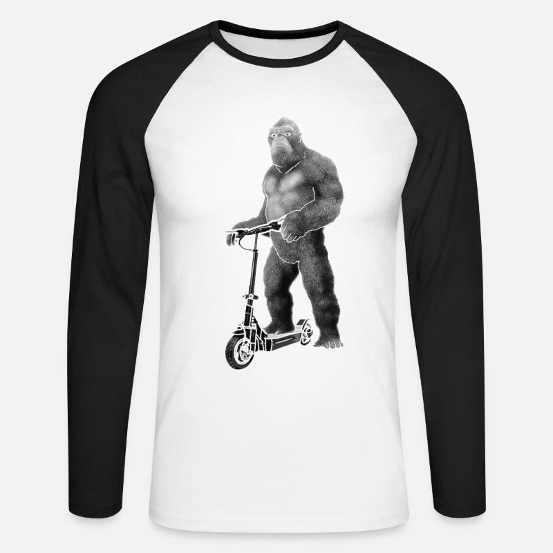 Electric Scooter E-Scooter Gift Idea - Unisex Long Sleeve Baseball T-Shirt - white/black