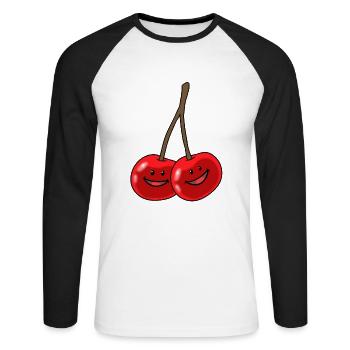 Kirsche Kirschen Sommer Süß Fruchtig happy - Unisex Baseballshirt langarm - Weiß/Schwarz - Vorne - Nik (191cm)
