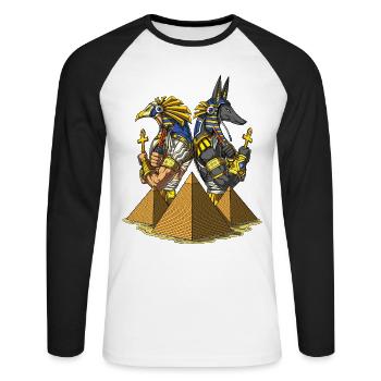 Anubis Ra Egyptian Gods Ancient Pyramids Mythology - Unisex Long Sleeve Baseball T-Shirt - white/black - Front - Nik (191cm)