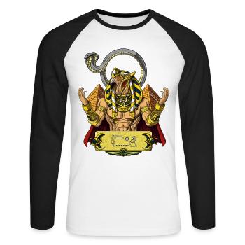 Egyptian God Ra Ancient Sun Deity Mythology - Unisex Long Sleeve Baseball T-Shirt - white/black - Front - Nik (191cm)