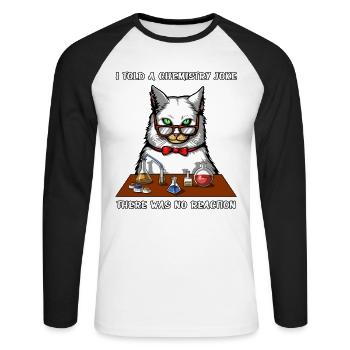 Chat Chimie Professeur Blague Pas De Réaction Blague Drôle - T-shirt baseball manches longues Homme - blanc/noir - Devant - Nik (191cm)